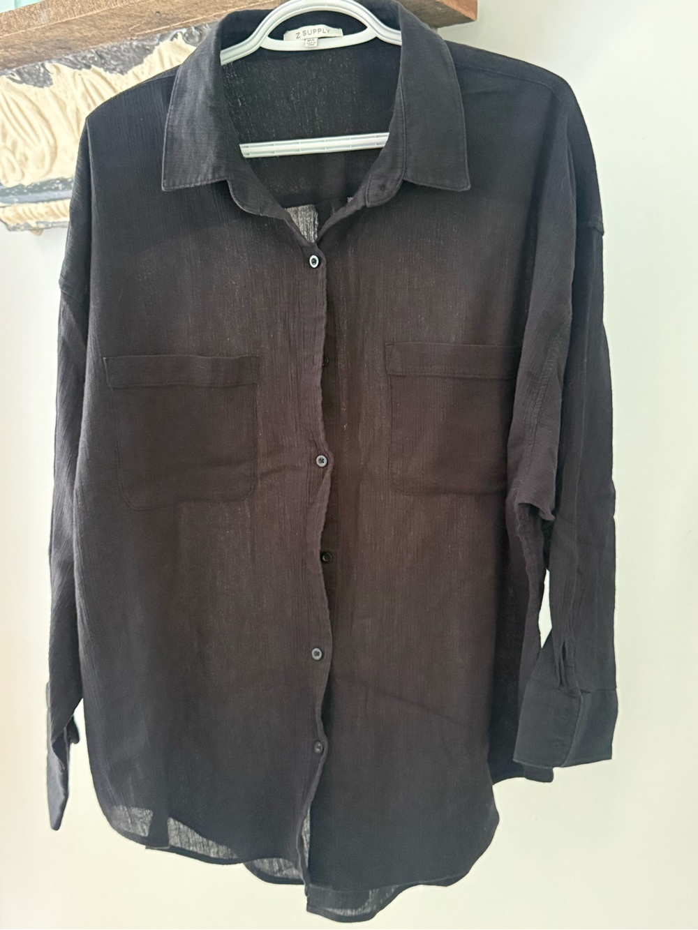 Z Supply Men's Black Lightweight Button-Up Shirt Jacket